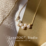 Gold Plated Freshwater Semicircle Mabe Pearl Necklace