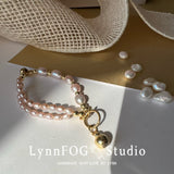 Gold Plated Pink Pearl Bracelet