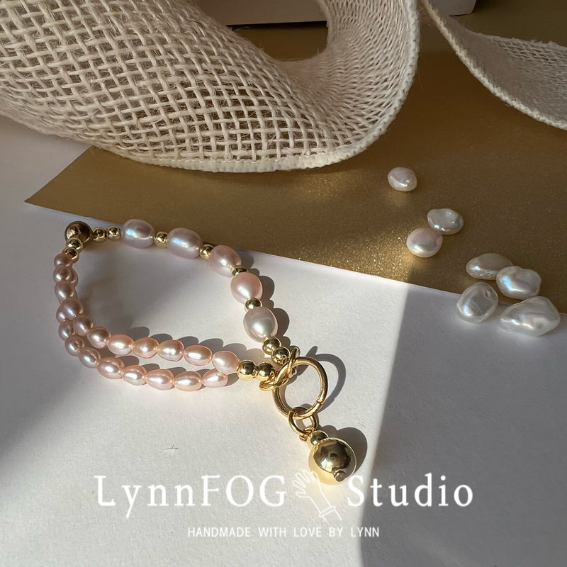 Gold Plated Pink Pearl Bracelet