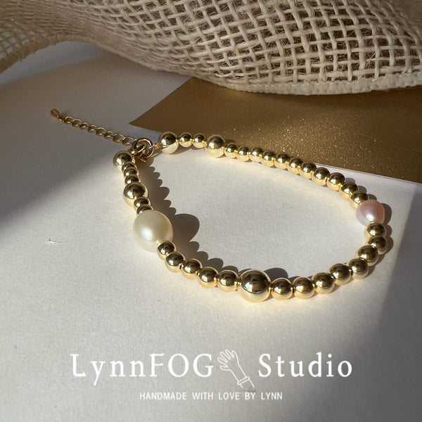 Gold Plated ball Pearl Bracelet