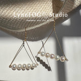 Gold Plated Freshwater Pearl Triangle Earrings