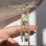 Zircon Inlaid Baroque Rectangle Pearl Earrings