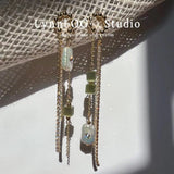 Zircon Inlaid Baroque Rectangle Pearl Earrings