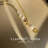 Gold Plated Baroque Pearl Chain Necklace