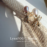 Zircon Bow Drop Freshwater Pearl Ring