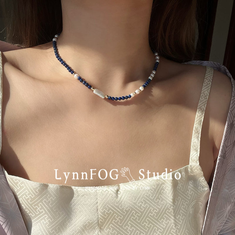 Lapis & Pearl Necklace