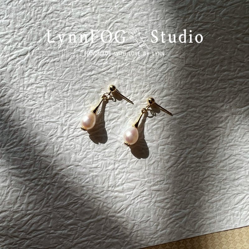 14K Gold Plated Vintage drip Pearl Earrings