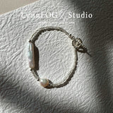 925 Silver Plated Cuboid Baroque Pearl Bracelet