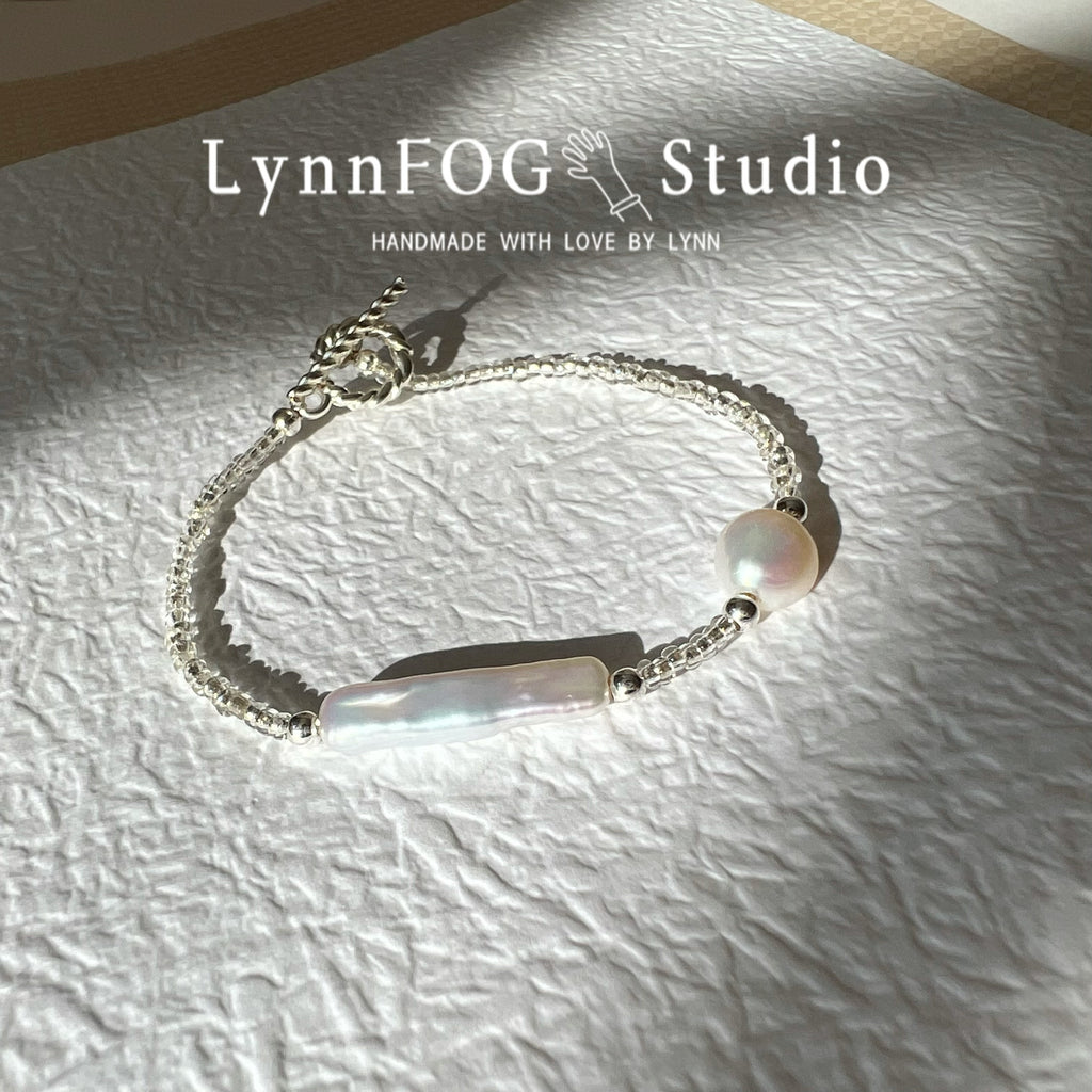 925 Silver Plated Cuboid Baroque Pearl Bracelet – lynnfogstudio