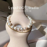 18K Gold Plated Ball Chain Baroque Pearl Bracelet