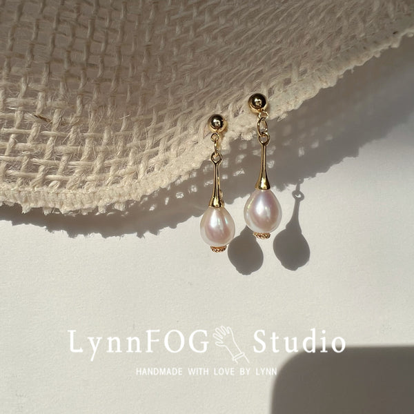 14K Gold Plated Vintage drip Pearl Earrings