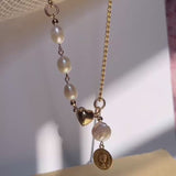 Gold Plated Baroque Pearl Chain Necklace